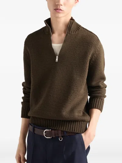 Prada Wool Turtleneck In Brown