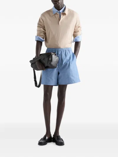 Prada Chambray Bermudas In Blue