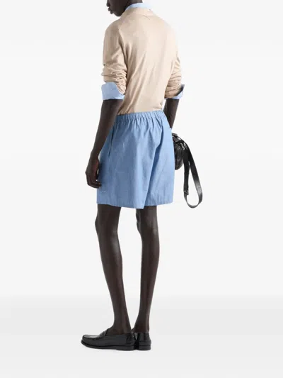Prada Chambray Bermudas In Blue
