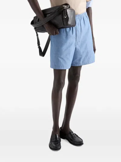 Prada Chambray Bermudas In Blue