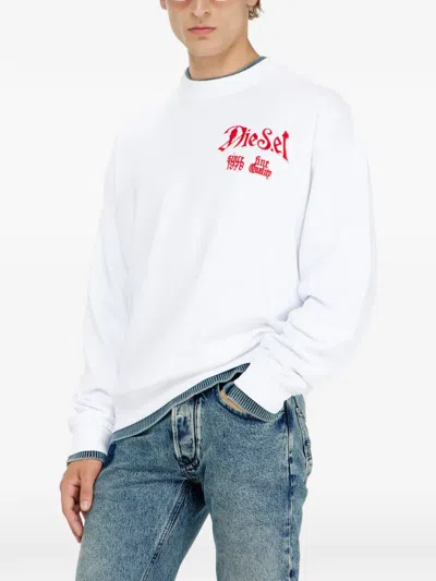 Diesel Cotton Sweatshirt With Flocked Graphics In Multi