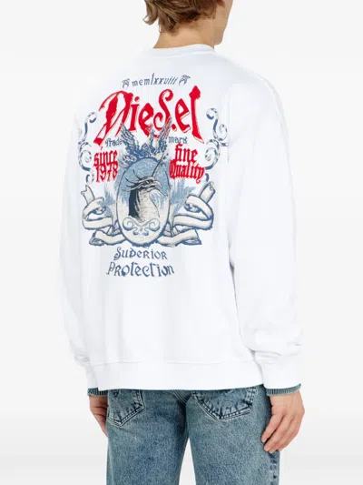 Diesel Cotton Sweatshirt With Flocked Graphics In Multi