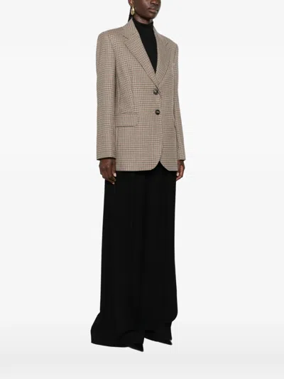 Max Mara Houndstooth Single-breasted Blazer In Neutral