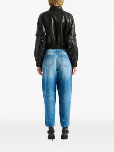 Balmain Multi-pocket Leather Bomber Jacket In Black
