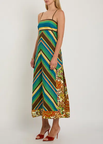 Alemais Charlie Day Midi Dress In Chevron Stripe Motif In Multi