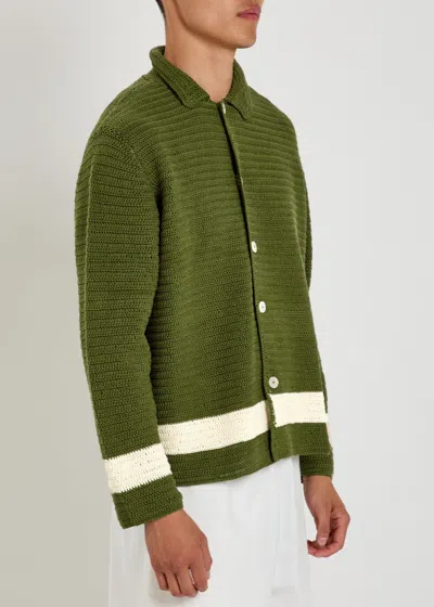 Bode Green Crochet Marsh Shirt In Green
