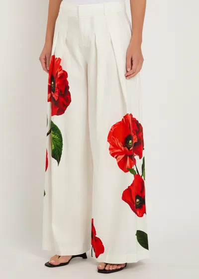 Alice And Olivia Blaire High-rise Pleated Trousers In White