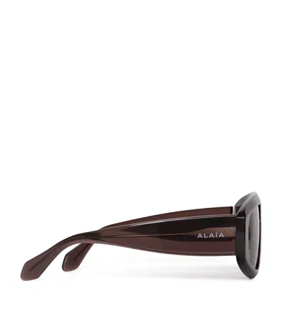 Alaïa Occhiali Da Sole A Mascherina Aviatore In Brown