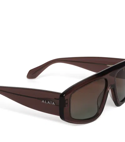 Alaïa Occhiali Da Sole A Mascherina Aviatore In Brown