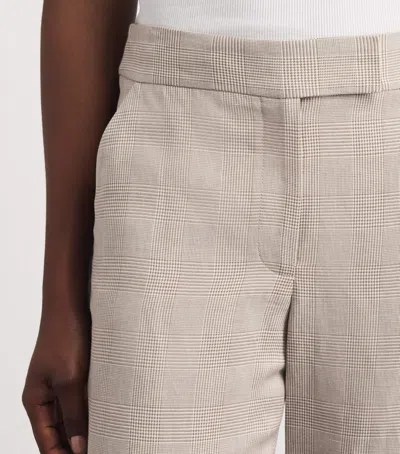 Veronica Beard Broderick Check-pattern Trousers In Nude