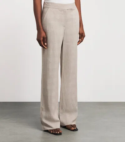 Veronica Beard Broderick Check-pattern Trousers In Nude