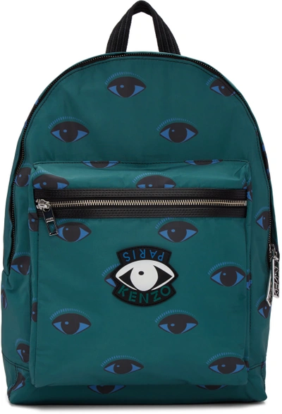 Shop Kenzo Green Allover Eyes Backpack