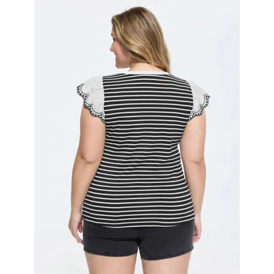 Bloomchic Striped Print Flutter Sleeve T-shirt In Multi