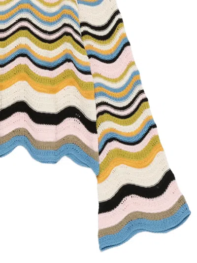 La Doublej Chevron-pattern Cropped Sweater In Multi