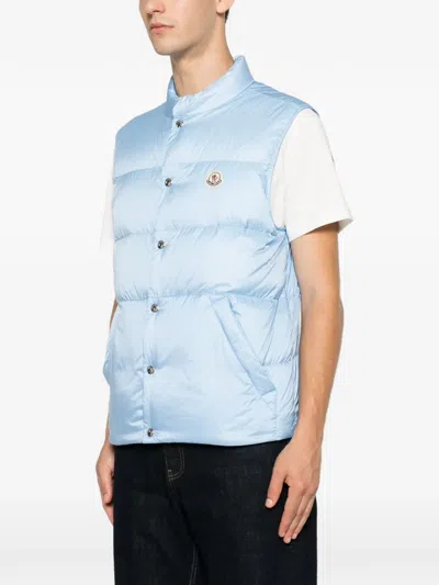 Moncler Baby Bernard Quilted Down Vest With High Collar In Black