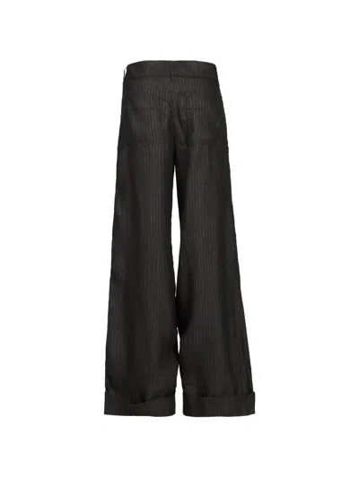 Hannes Roether Pinstripe-pattern Wide-leg Trousers In Black