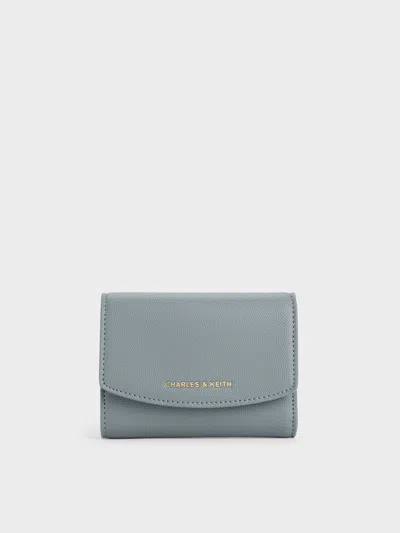 Charles & Keith - Briony Curved Flap Wallet In Blue
