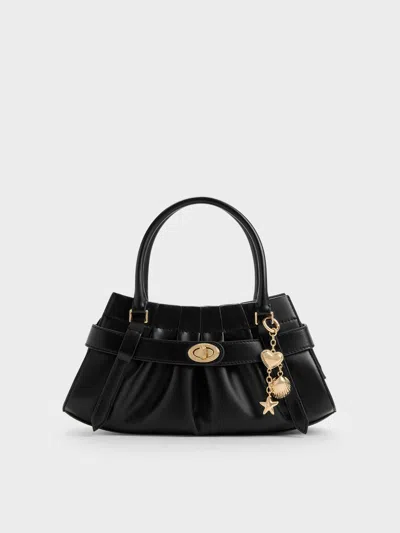 Charles & Keith - Isolde Belted Ruched Crossbody Bag In Black