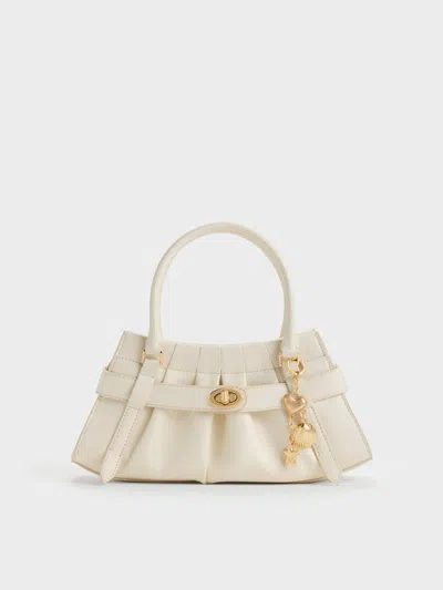 Charles & Keith - Isolde Belted Ruched Crossbody Bag In White