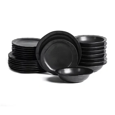 Stone Lain Oasis 24-pc. Stoneware Dinnerware Set In Black