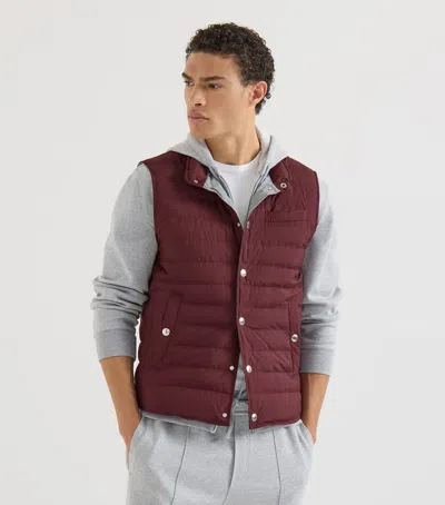 Brunello Cucinelli Lightweight Techno Fabric Down Vest In Brown