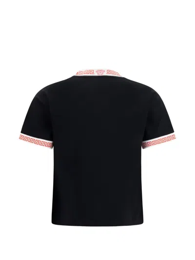 Versace T-shirt With Greca Details In Black