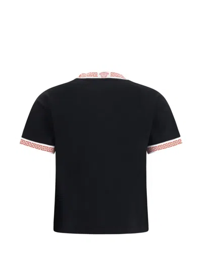 Versace T-shirt With Greca Details In Black