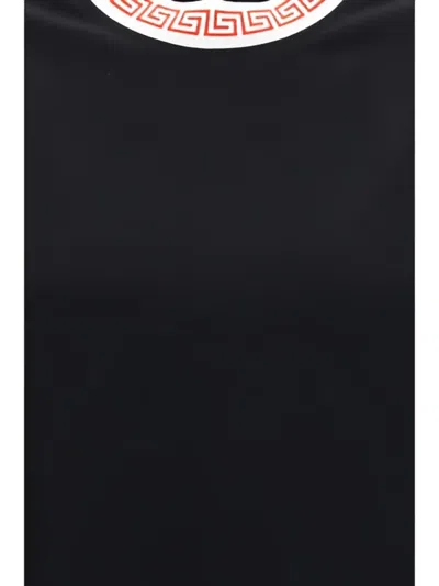 Versace T-shirt With Greca Details In Black
