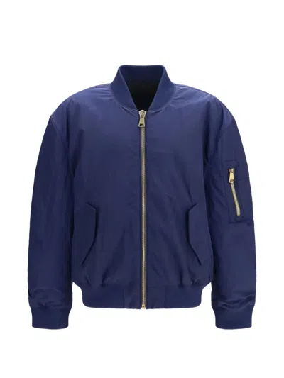 Balmain Logo-embroidered Recycled Polyamide Bomber Jacket In Blue