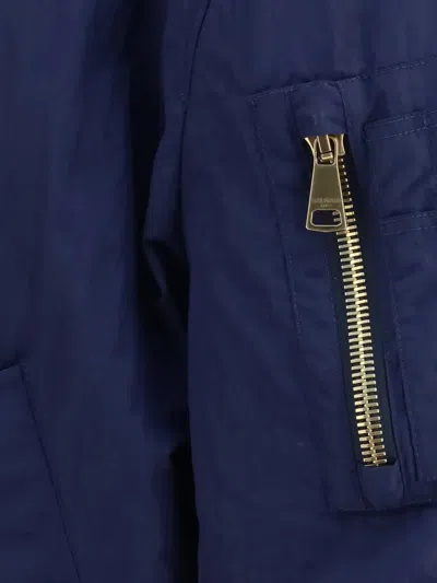 Balmain Logo-embroidered Recycled Polyamide Bomber Jacket In Blue