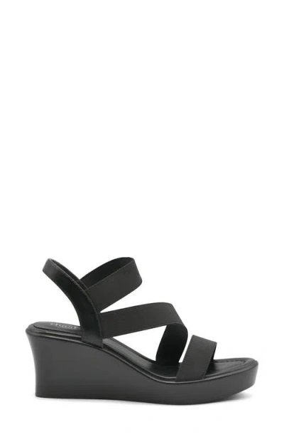 Charles David Classical Ankle Strap Platform Wedge Sandal In Black