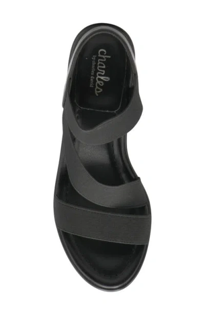 Charles David Classical Ankle Strap Platform Wedge Sandal In Black