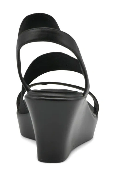 Charles David Classical Ankle Strap Platform Wedge Sandal In Black