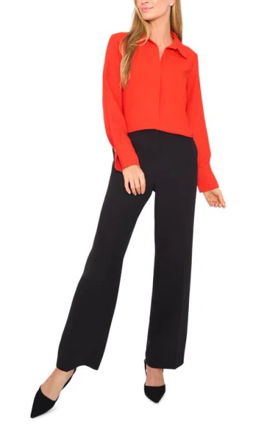 Halogen ® Tonal Stripe Collared Split Neck Top In Orange
