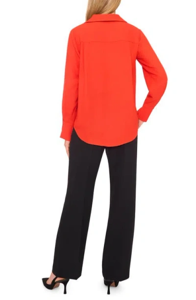 Halogen ® Tonal Stripe Collared Split Neck Top In Orange