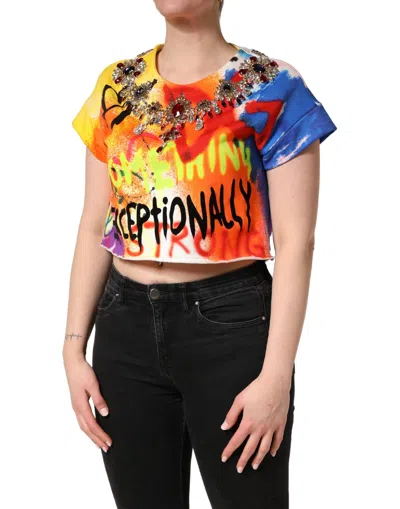 Dolce & Gabbana Crystal-embellished T-shirt In Multi