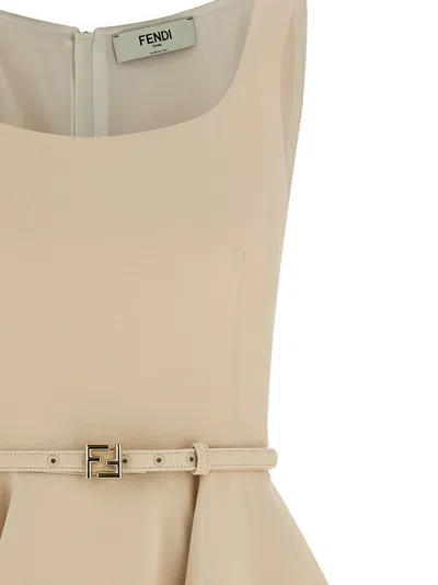 Fendi Abito Wool Silk In Neutral