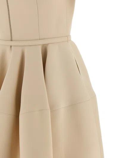 Fendi Abito Wool Silk In Neutral