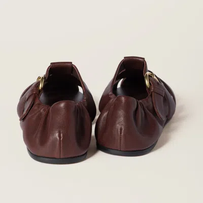 Miu Miu Refined Fisherman Sandals With Ruching And Adjustable Strap In Brown