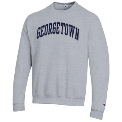 Champion Heather Gray Georgetown Hoyas Basic Arch Fleece Pullover Sweatshirt In Gray