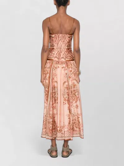 Zimmermann Womens Pink Paisley Floral Aster Scar Silk Midi Dress Xl In Brown