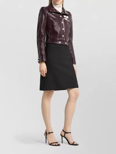 Courrèges Vinyl Blazer With Collared Neck And Long Sleeves In Brown