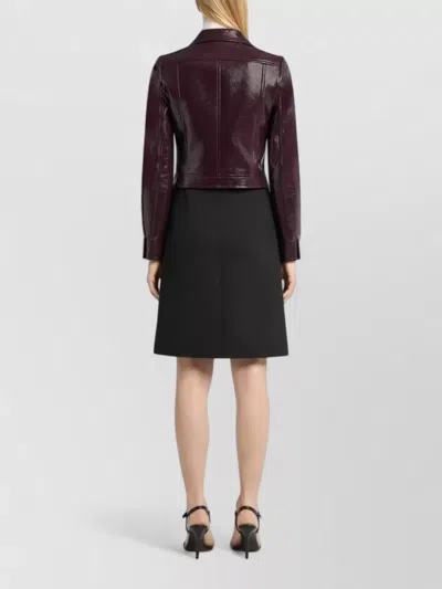 Courrèges Vinyl Blazer With Collared Neck And Long Sleeves In Brown