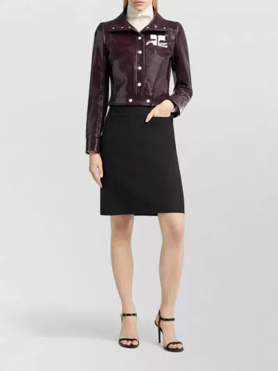 Courrèges Vinyl Blazer With Collared Neck And Long Sleeves In Brown