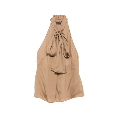 Tom Ford Patterned Halterneck Top In Neutral