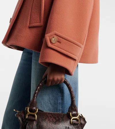 Chloé Oversized Wool-blend Peacoat In Red