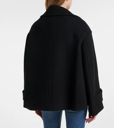 Chloé Women Black Double-breasted Jacket With Notched Wide Revers And Dropped Shoulders In Wool Blen In Black