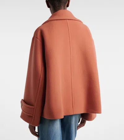 Chloé Oversized Wool-blend Peacoat In Red