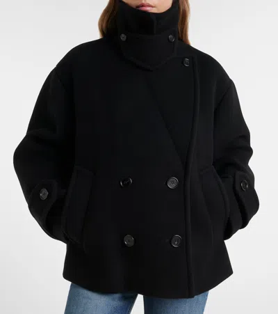 Chloé Women Black Double-breasted Jacket With Notched Wide Revers And Dropped Shoulders In Wool Blen In Black