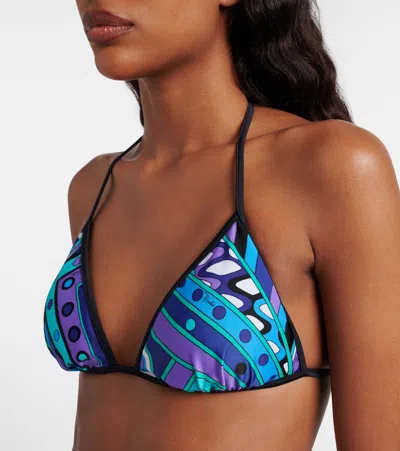 Pucci Vivara Bikini Top In Blue